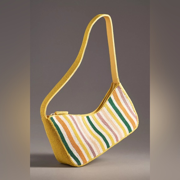 Anthropologie Handbags - Anthropologie ASYMMETRIC BEADED SHOULDER BAG Style No. 90701582 Yellow Stripe